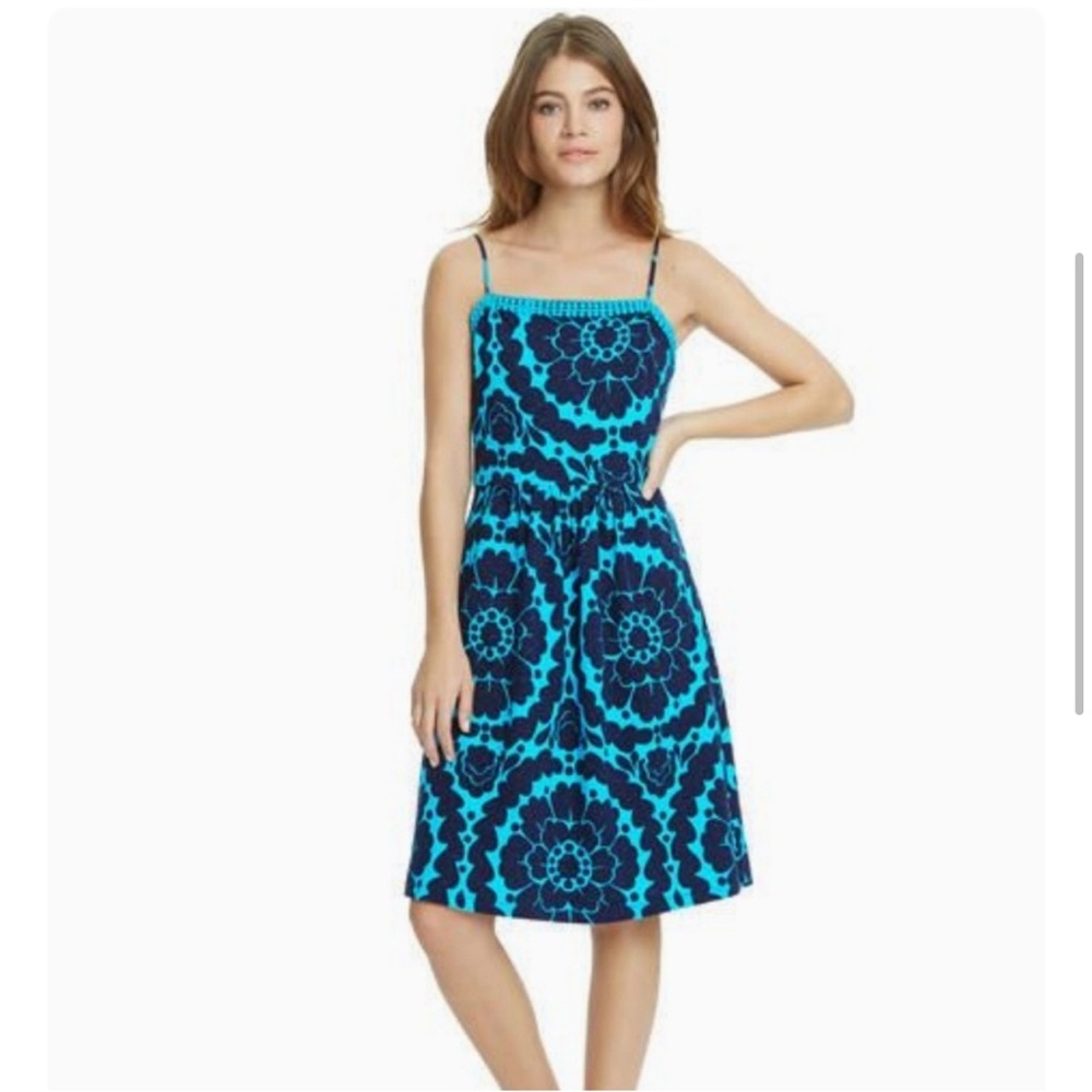 Boden WH790 Amber Teal Blue Day Dress 10R